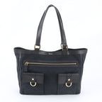 Gucci GG Canvas Abbey Leather Tote Shoulder Hand Black