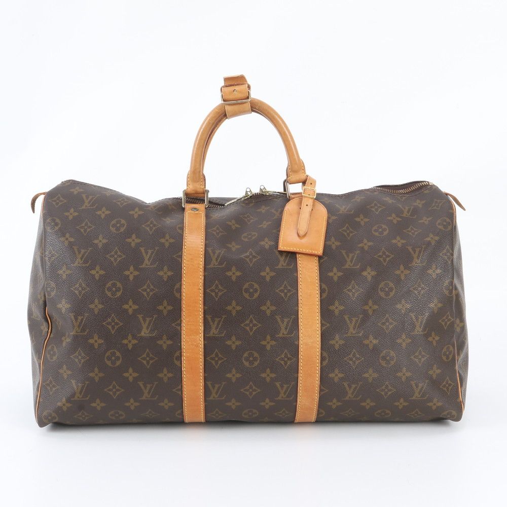 Louis Vuitton Monogram Keepall 50 Leather Boston Bag Tote Carry