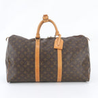 Louis Vuitton Monogram Keepall 50 Leather Boston Bag Tote Carry