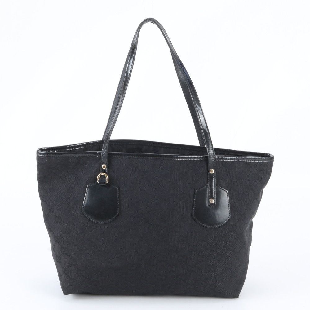Gucci GG Canvas Joli Leather Tote Shoulder Hand Black