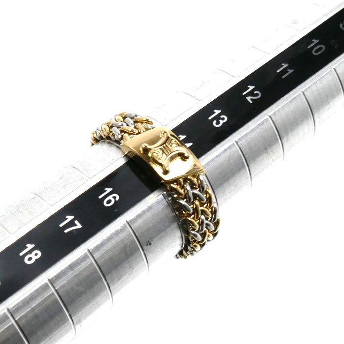 Celine 18k Yellow Gold 18k White Triomphe Ring — view 5
