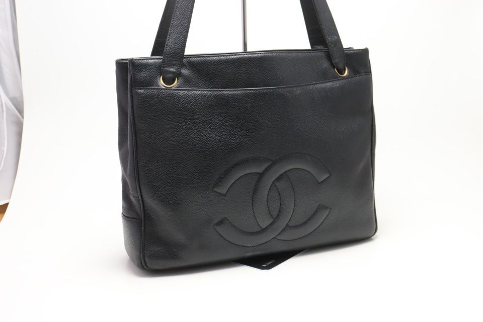 Chanel Caviar Leather Jumbo CC Logo GD Tote Bag — view 4