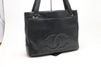Chanel Caviar Leather Jumbo CC Logo GD Tote Bag — view 4