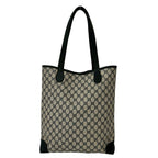 Gucci Vintage Sherry Line GG Logo Leather Tote Bag Navy — view 3