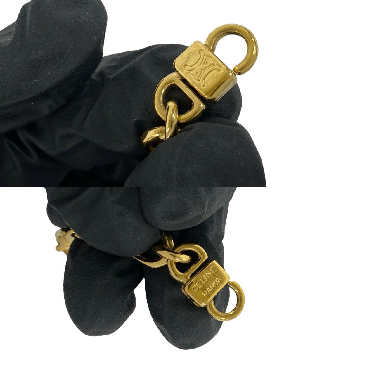 Celine Triomphe Log Long Chain Necklace Gold — view 3