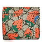 Gucci Strawberry GG Supreme Bifold Wallet Leather
