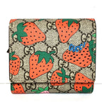 Gucci Strawberry GG Supreme Bifold Wallet Leather