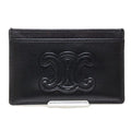 Celine Card Holder Cuill Triomphe Case Business Shiny Calfskin Black