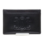 Celine Card Holder Cuill Triomphe Case Business Shiny Calfskin Black