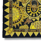 Hermes Scarf Silk L'or Des Chefs Chieftain's Gold Black — view 5