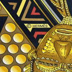 Hermes Scarf Silk L'or Des Chefs Chieftain's Gold Black — view 9