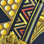 Hermes Scarf Silk L'or Des Chefs Chieftain's Gold Black — view 8