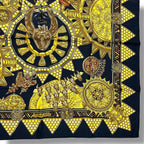 Hermes Scarf Silk L'or Des Chefs Chieftain's Gold Black — view 6
