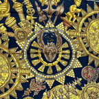 Hermes Scarf Silk L'or Des Chefs Chieftain's Gold Black — view 7