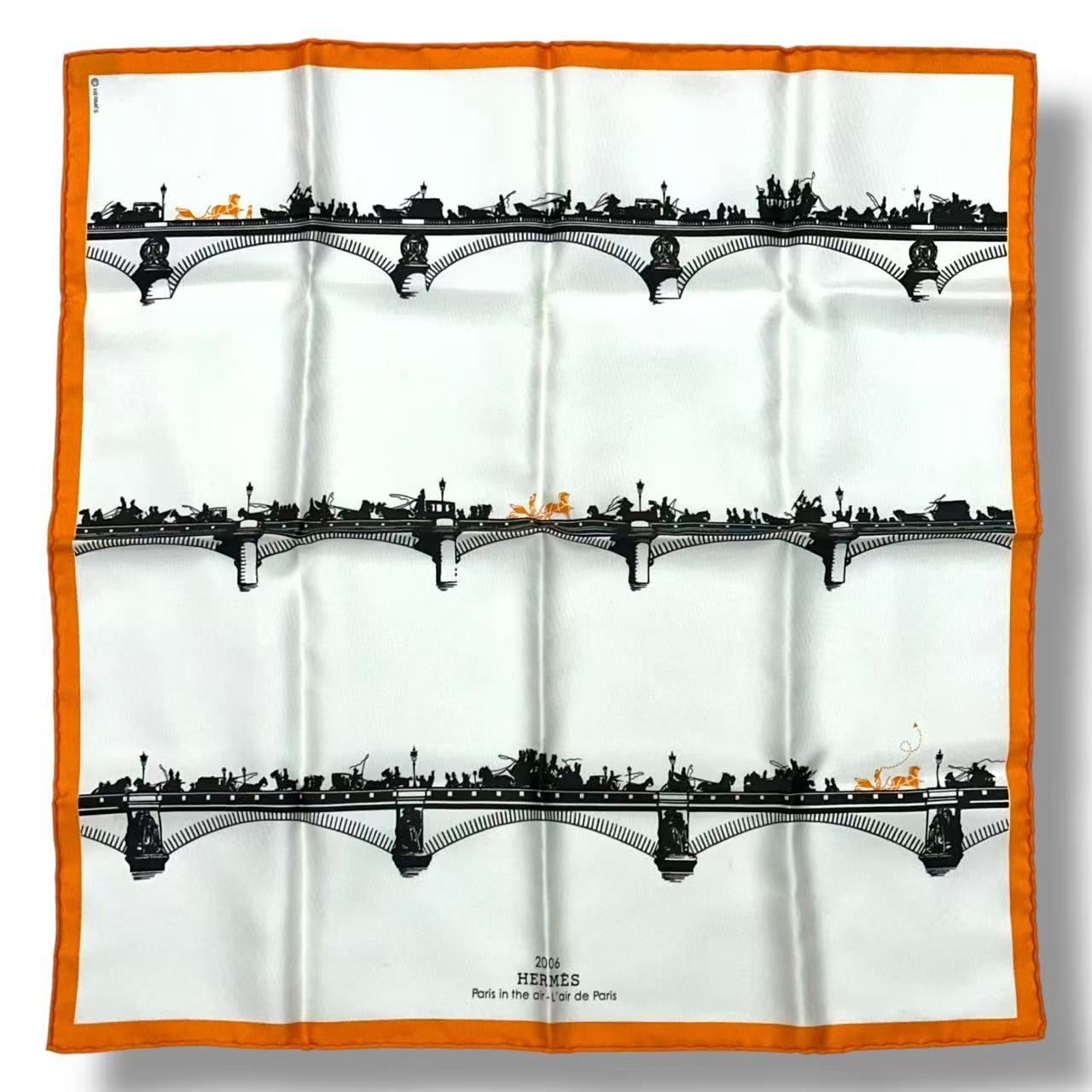 Hermes Scarf Silk Gavroche Paris Air Orange — view 2