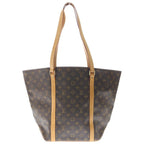 Louis Vuitton Monogram Sac Shopping Tote Brown Leather Gold