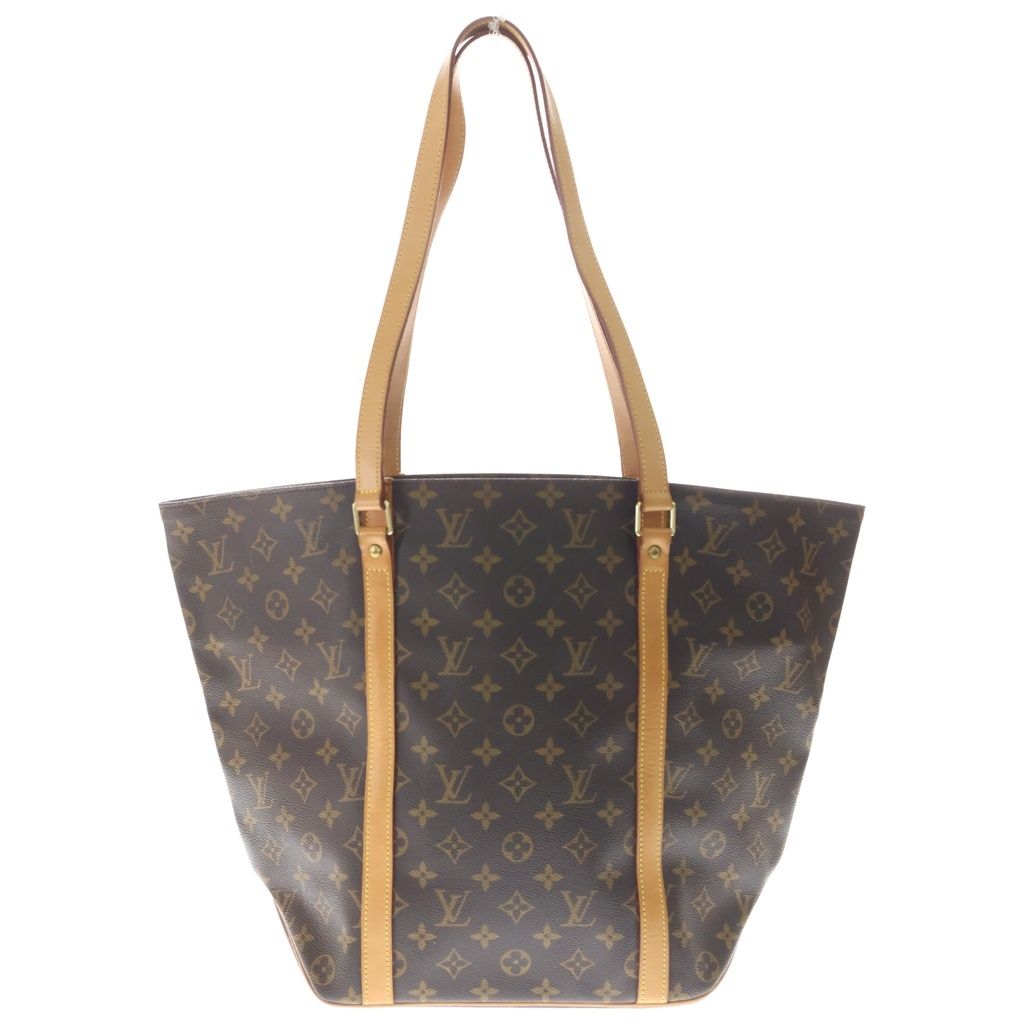 Louis Vuitton Monogram Sac Shopping Tote Brown Leather Gold
