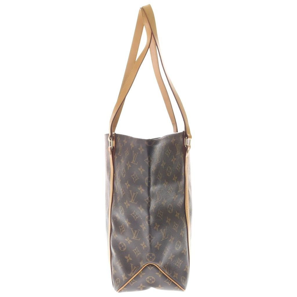 Louis Vuitton Monogram Sac Shopping Tote Brown Leather Gold — view 3