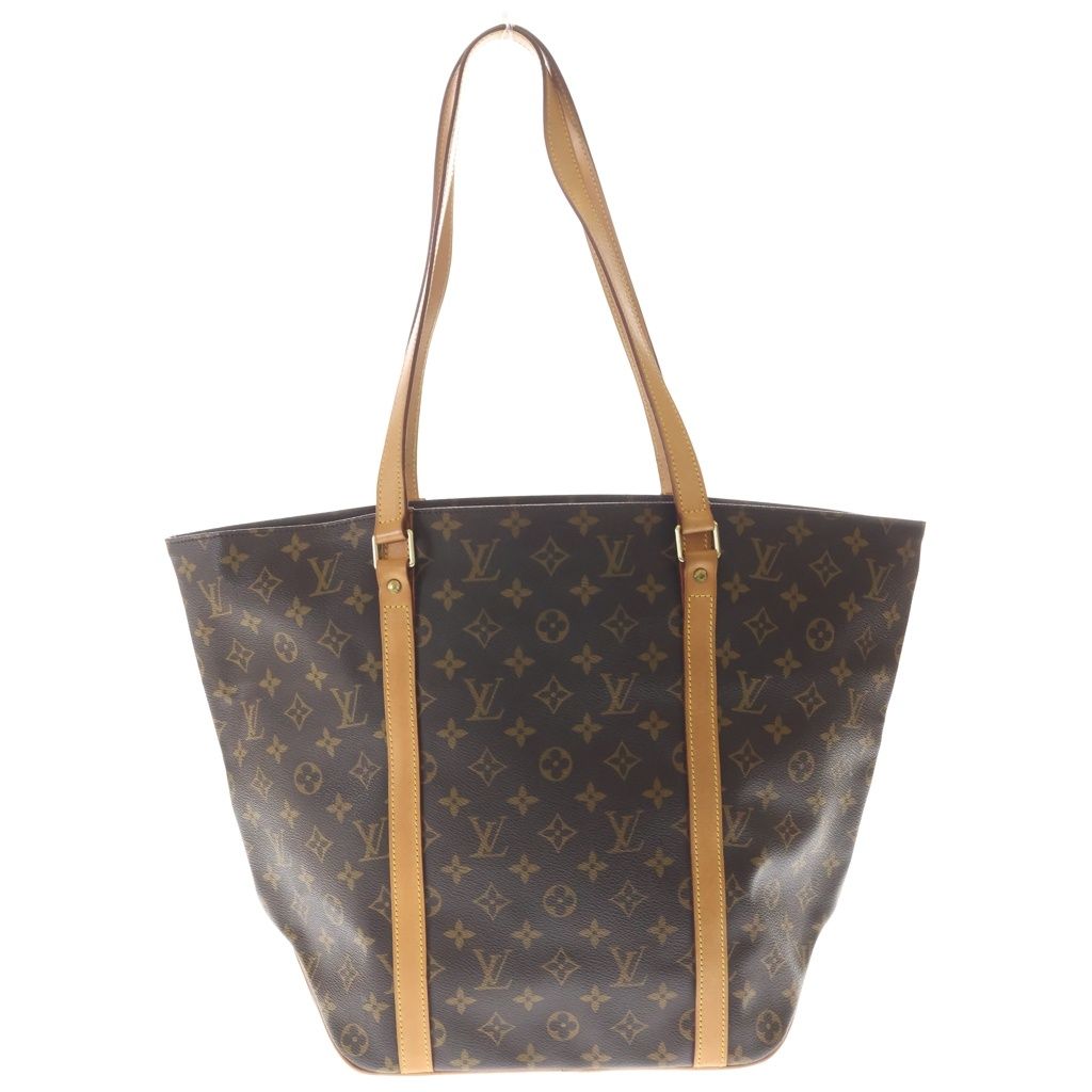 Louis Vuitton Monogram Sac Shopping Tote Brown Leather Gold — view 2