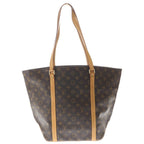 Louis Vuitton Monogram Sac Shopping Tote Brown Leather Gold — view 2