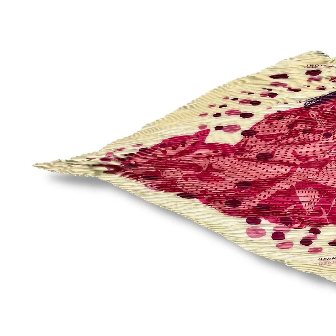Hermes Pleats Scarf Silk Hola Flamenca! Pink