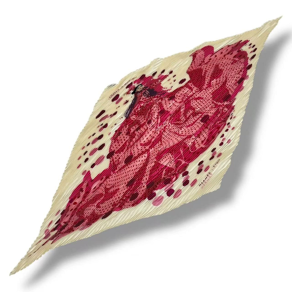 Hermes Pleats Scarf Silk Hola Flamenca! Pink