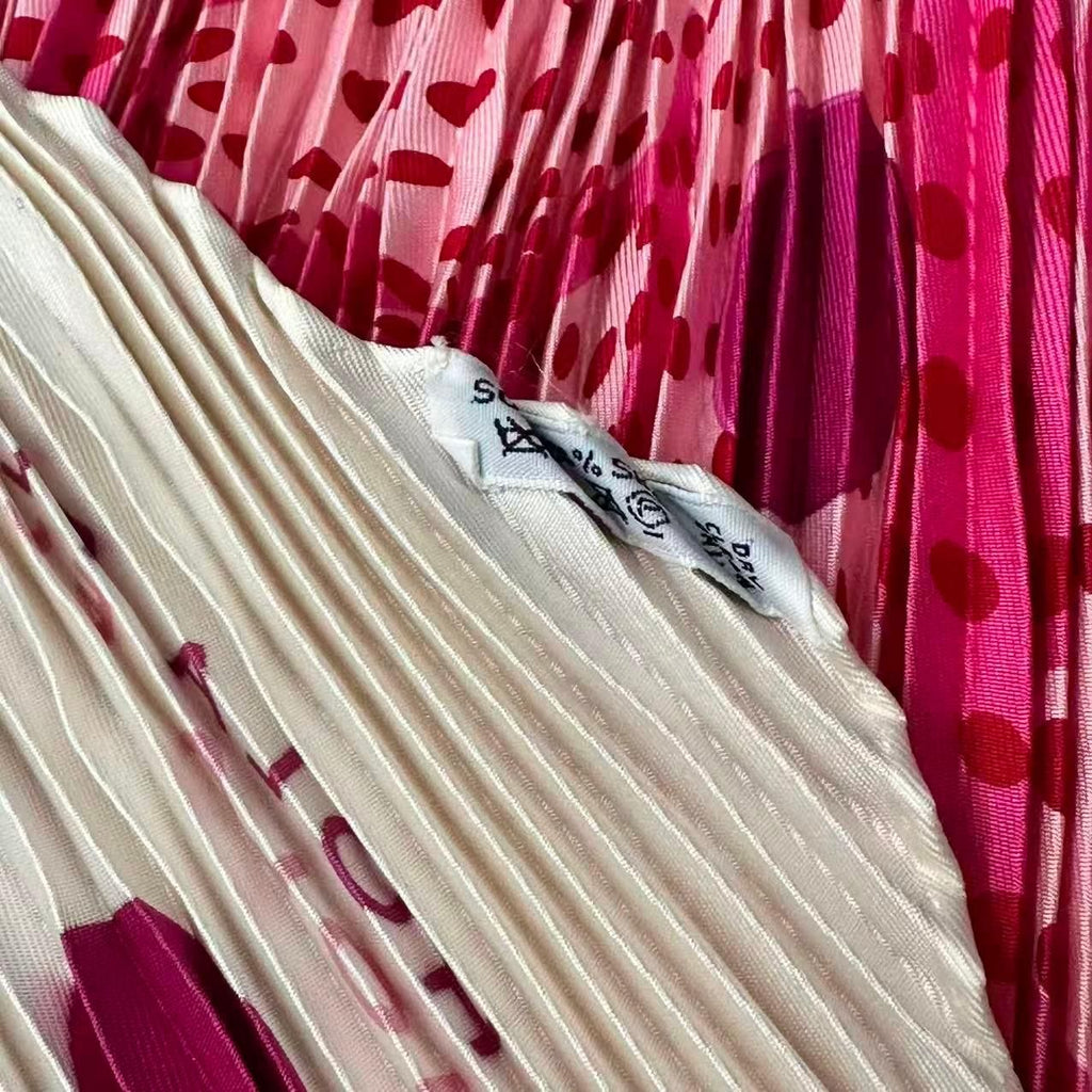 Hermes Pleats Scarf Silk Hola Flamenca! Pink