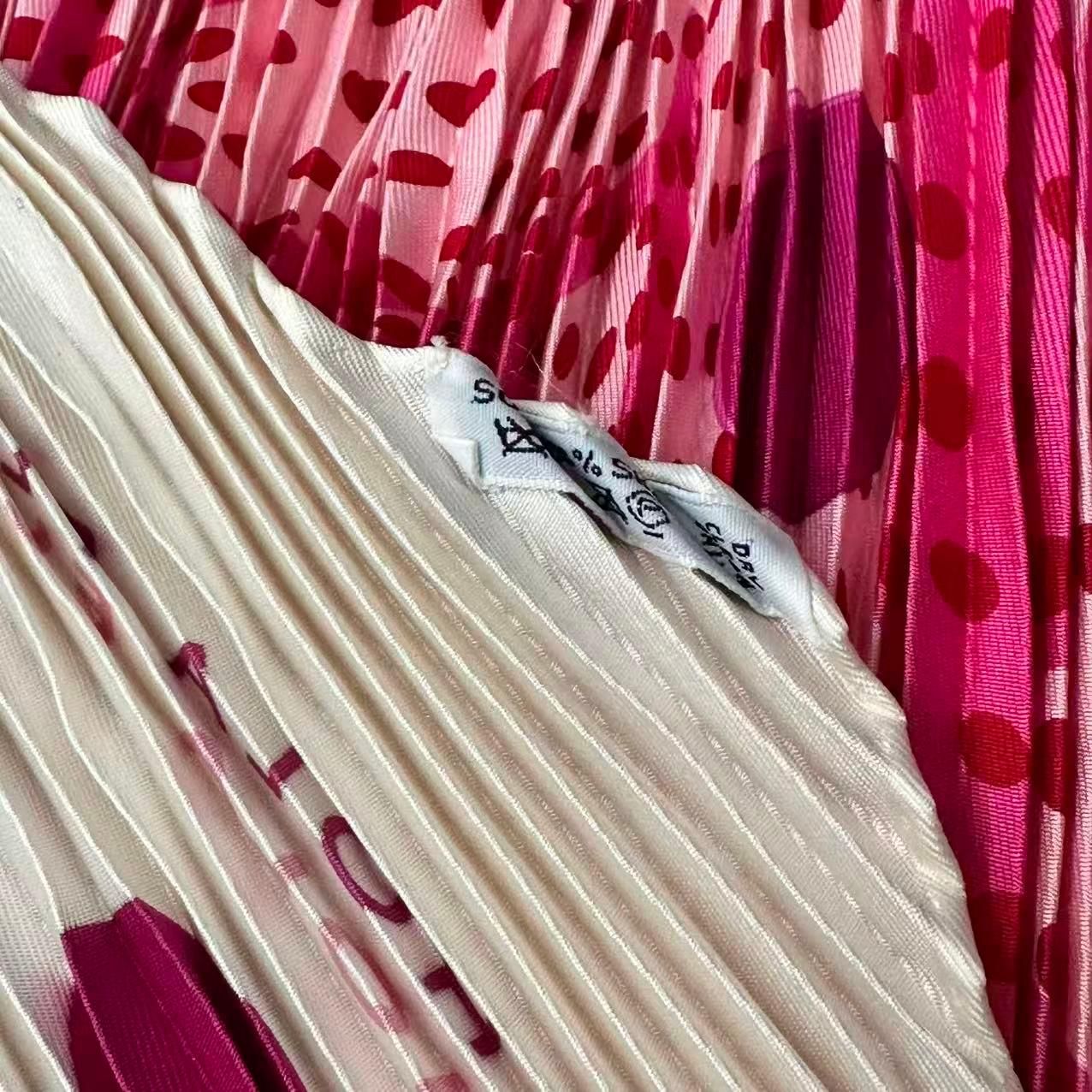 Hermes Pleats Scarf Silk Hola Flamenca! Pink
