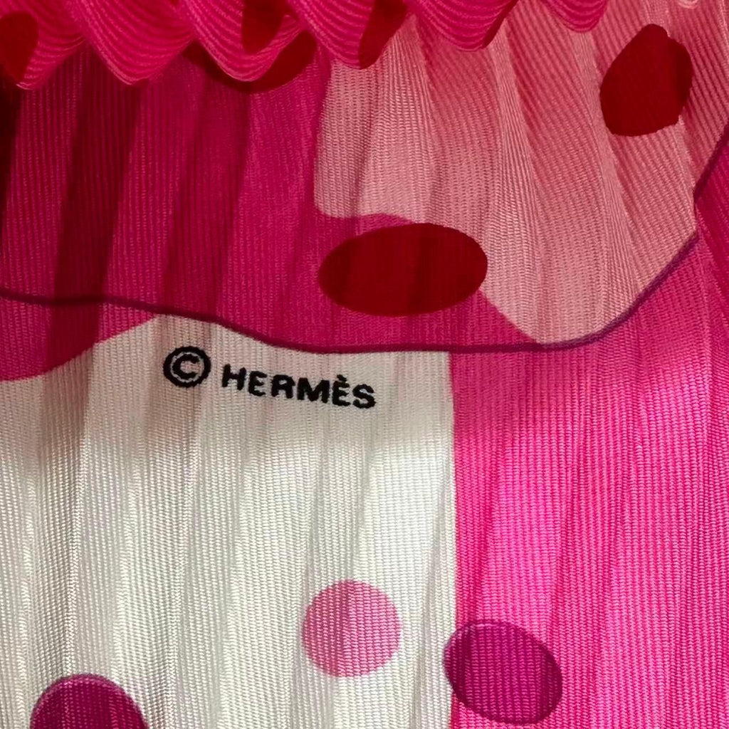Hermes Pleats Scarf Silk Hola Flamenca! Pink