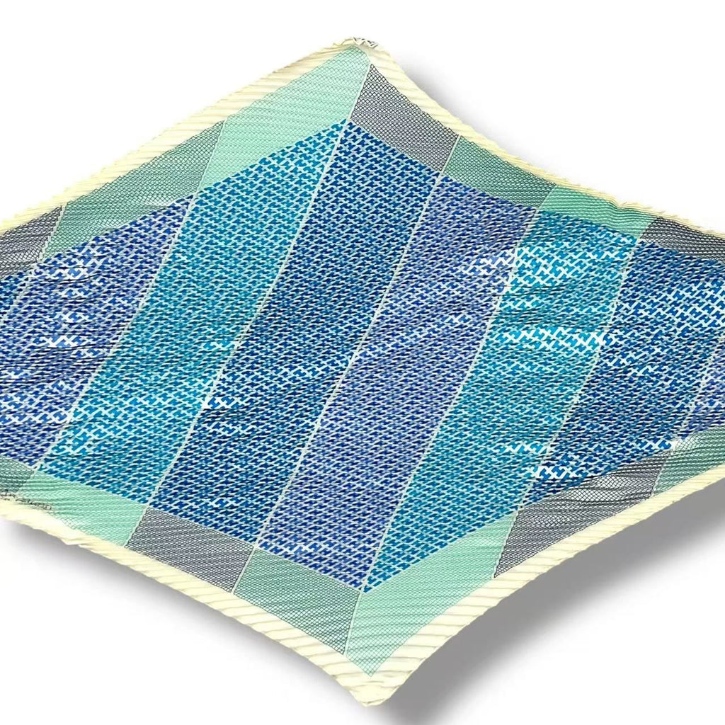 Hermes Pleats Scarf Silk Triangle Geant Blue