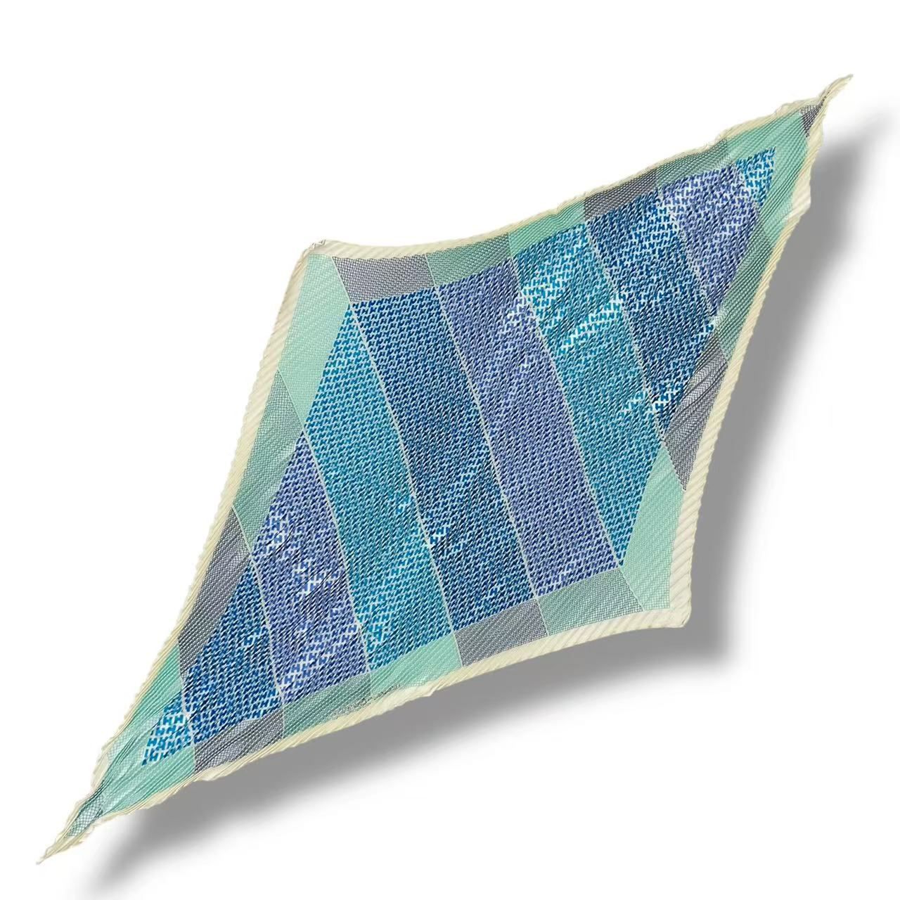 Hermes Pleats Scarf Silk Triangle Geant Blue