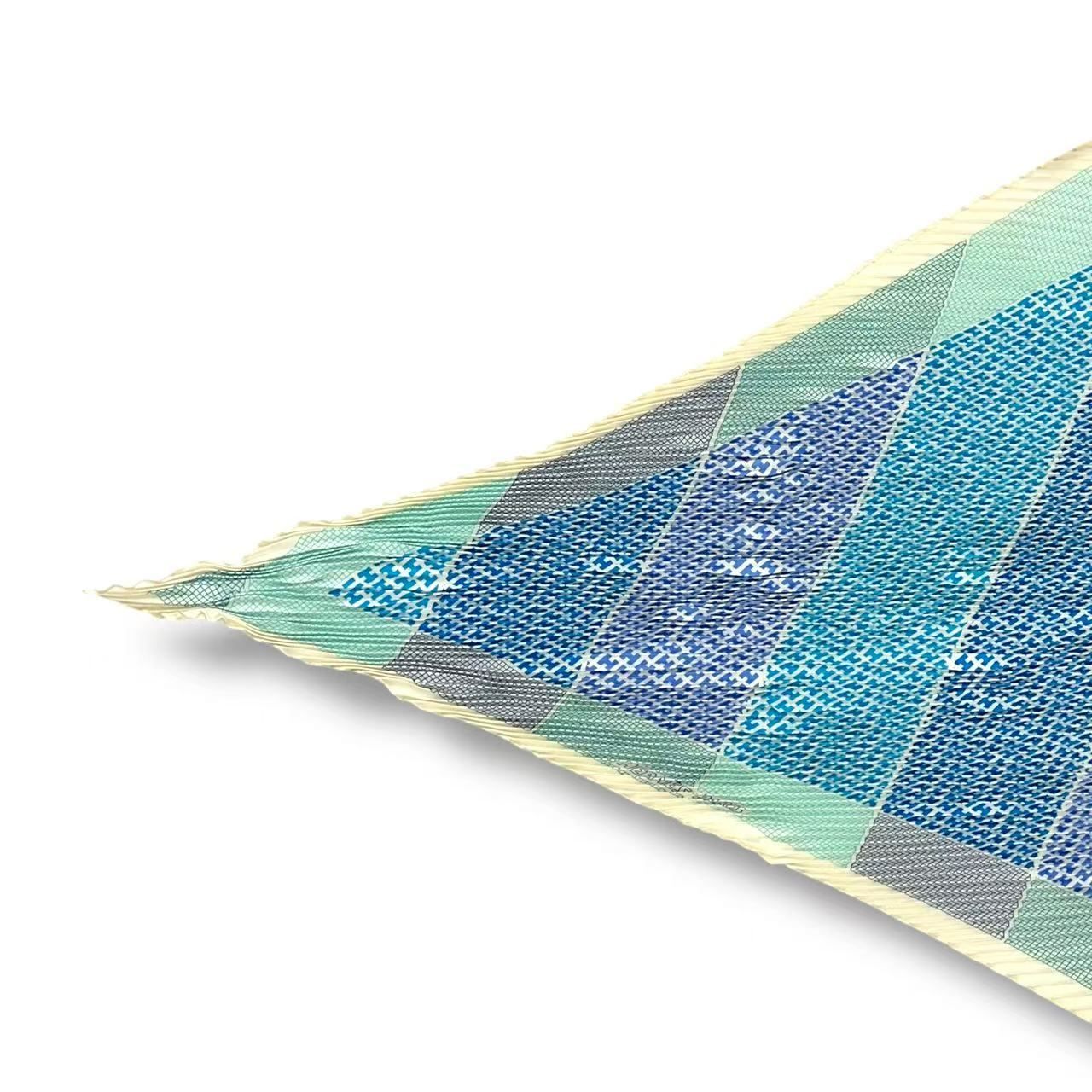 Hermes Pleats Scarf Silk Triangle Geant Blue