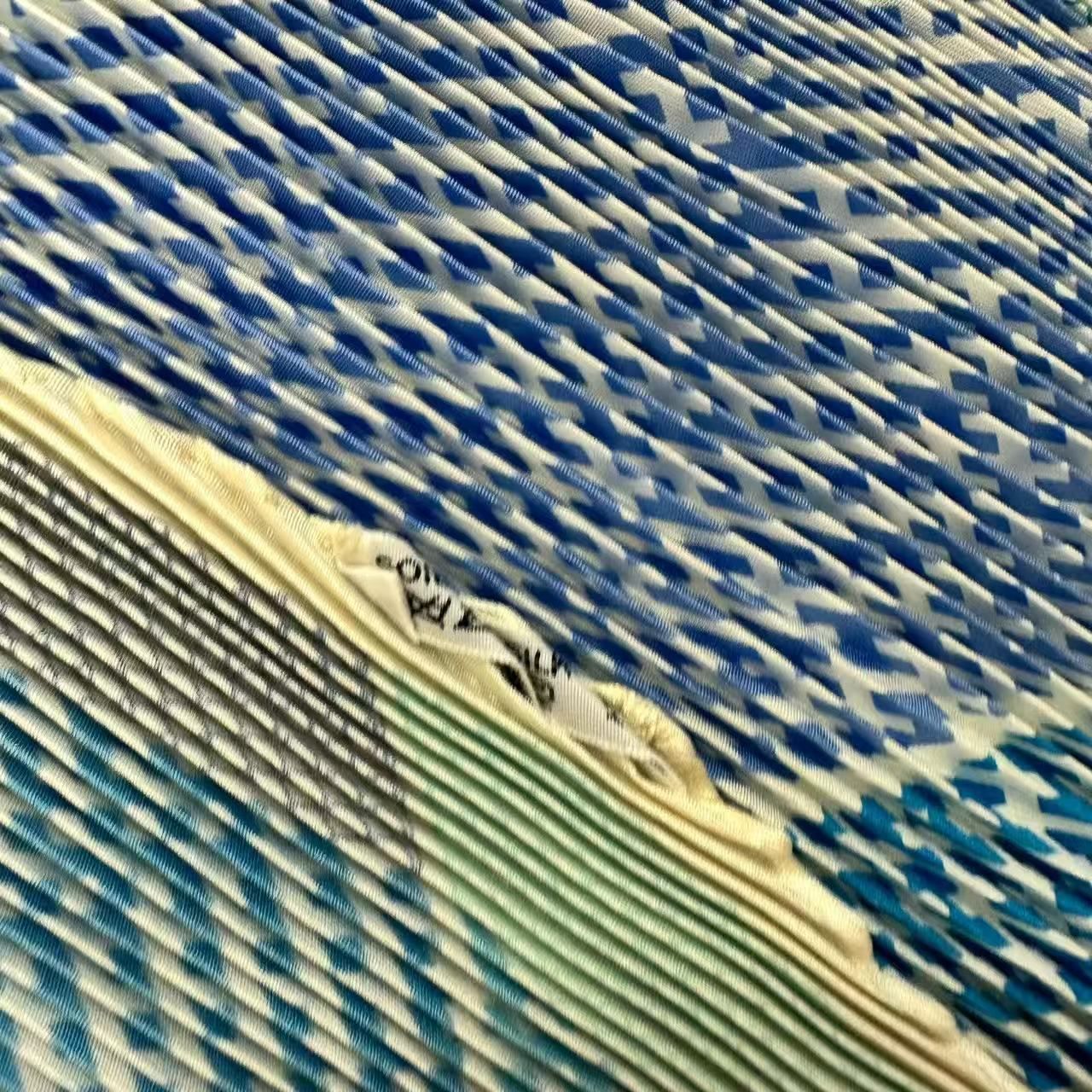 Hermes Pleats Scarf Silk Triangle Geant Blue