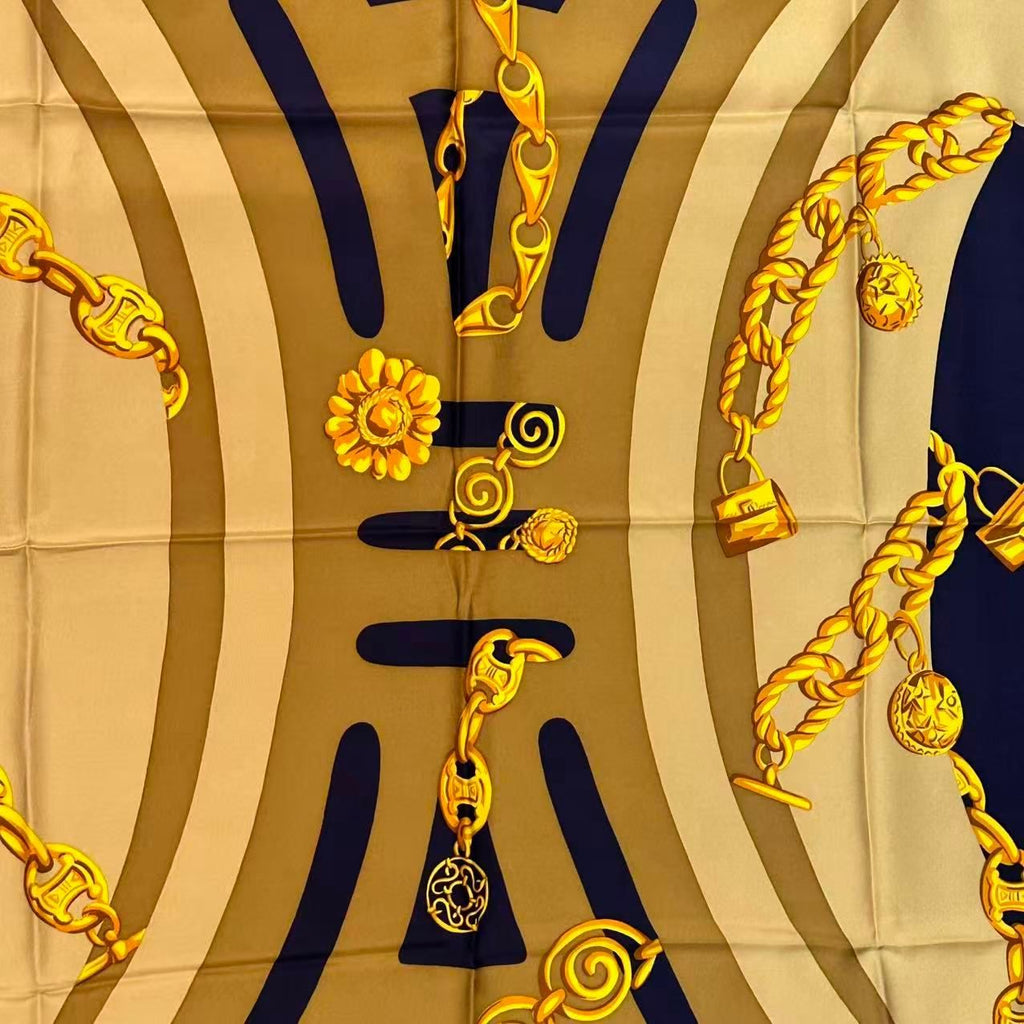 Celine Scarf Silk Padlock Medallion Pattern Multicolor — view 7