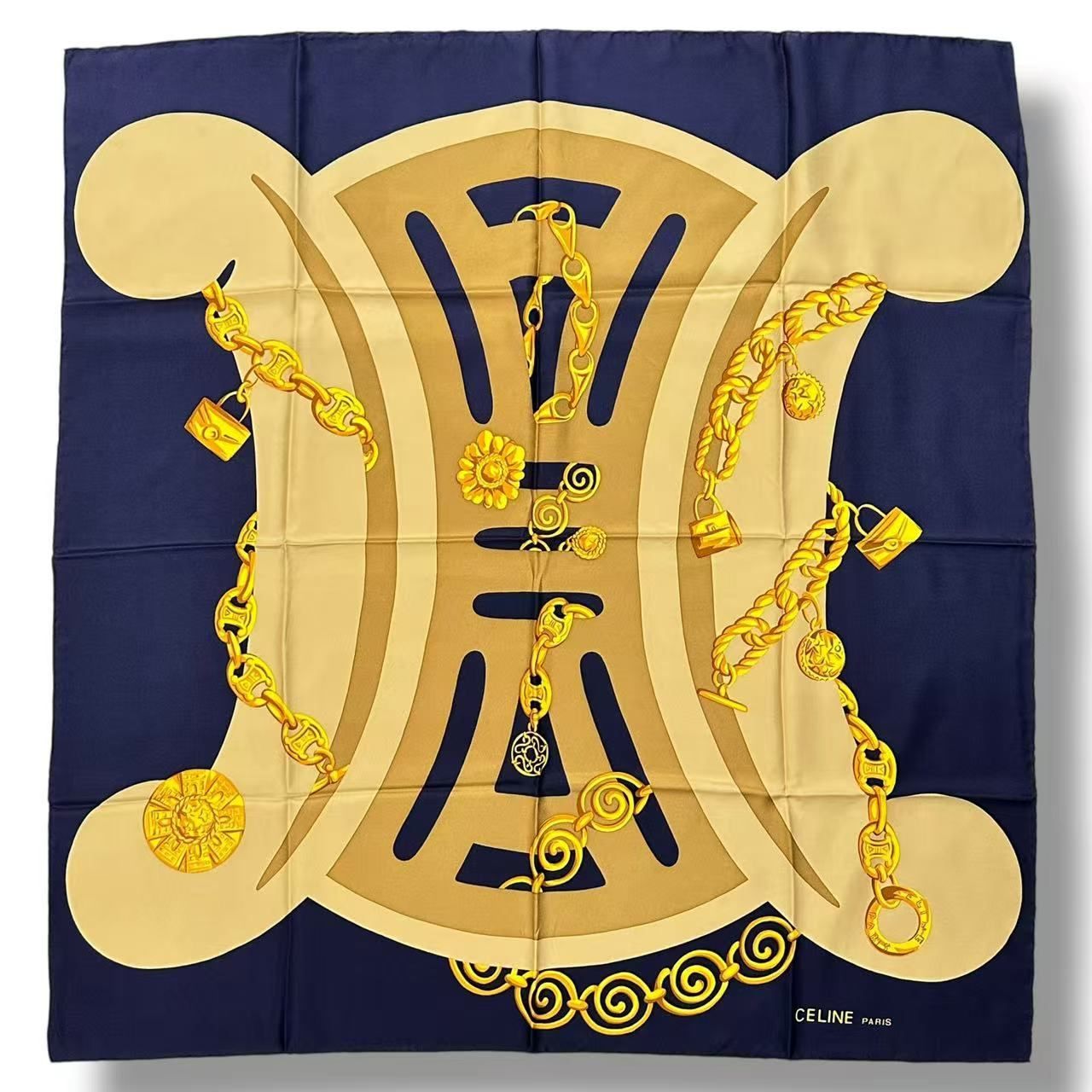 Celine Scarf Silk Padlock Medallion Pattern Multicolor — view 2