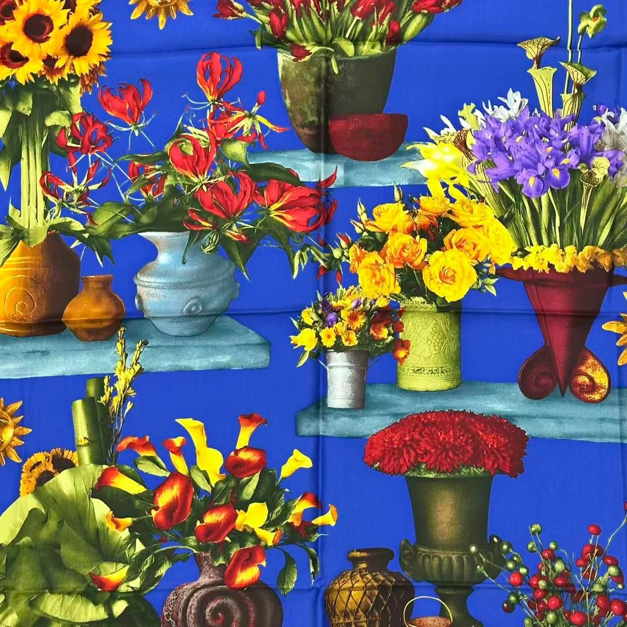 Gucci Scarf Large Silk Sunflower Vase Blue — view 7