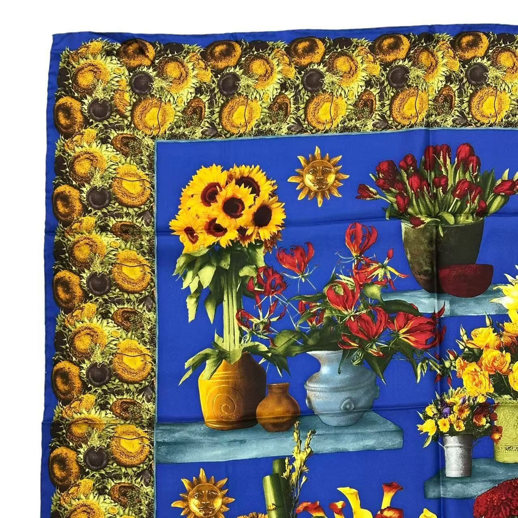 Gucci Scarf Large Silk Sunflower Vase Blue — view 4
