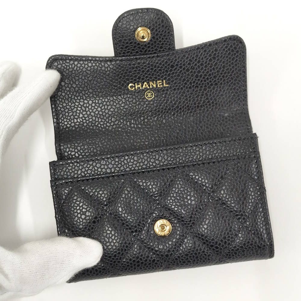 Chanel Quilted Classic Flap Card Case Leather Black