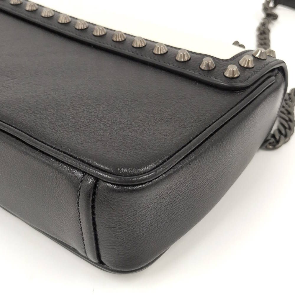 Prada Chain Shoulder Bag Studs Leather Monotone