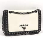 Prada Chain Shoulder Bag Studs Leather Monotone