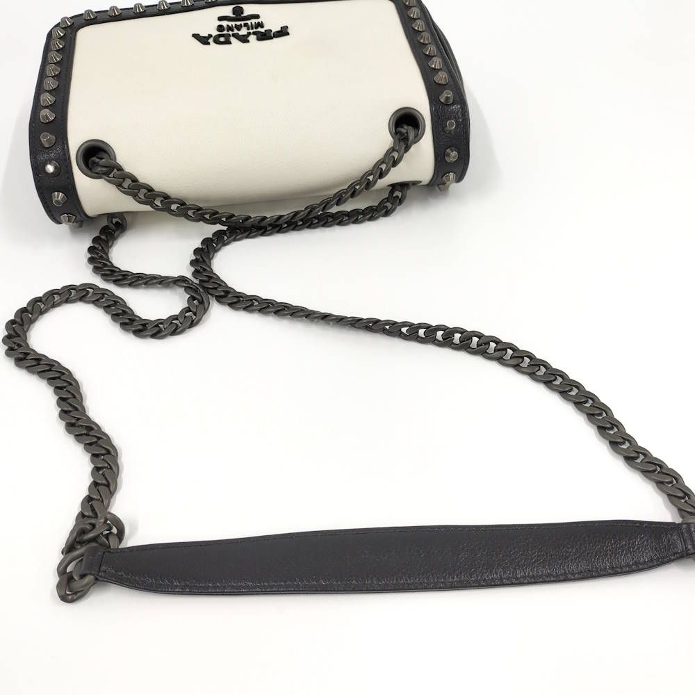 Prada Chain Shoulder Bag Studs Leather Monotone