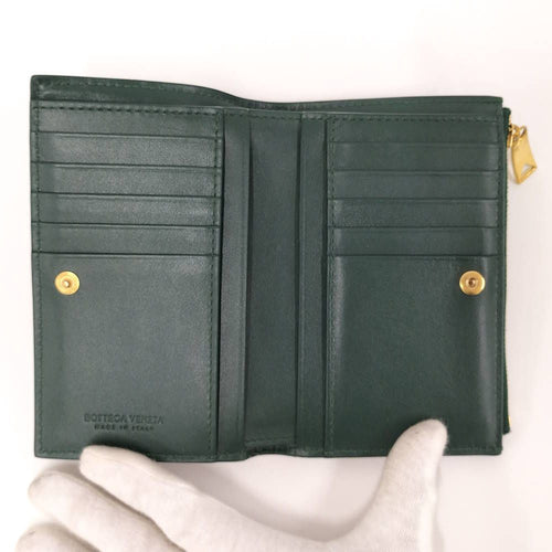 Bottega Veneta Cassette Bifold Wallet Leather Green