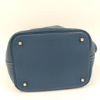 Hermes Picotin MM Handbag Blue Jean Silver Leather