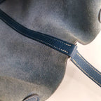 Hermes Picotin MM Handbag Blue Jean Silver Leather