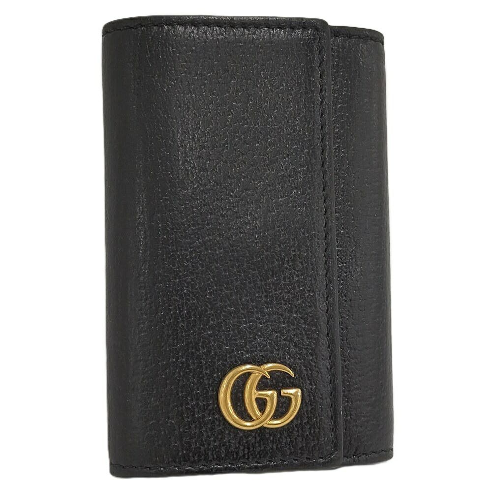 Gucci Marmont 6 Leather Key Case Black Key Holder
