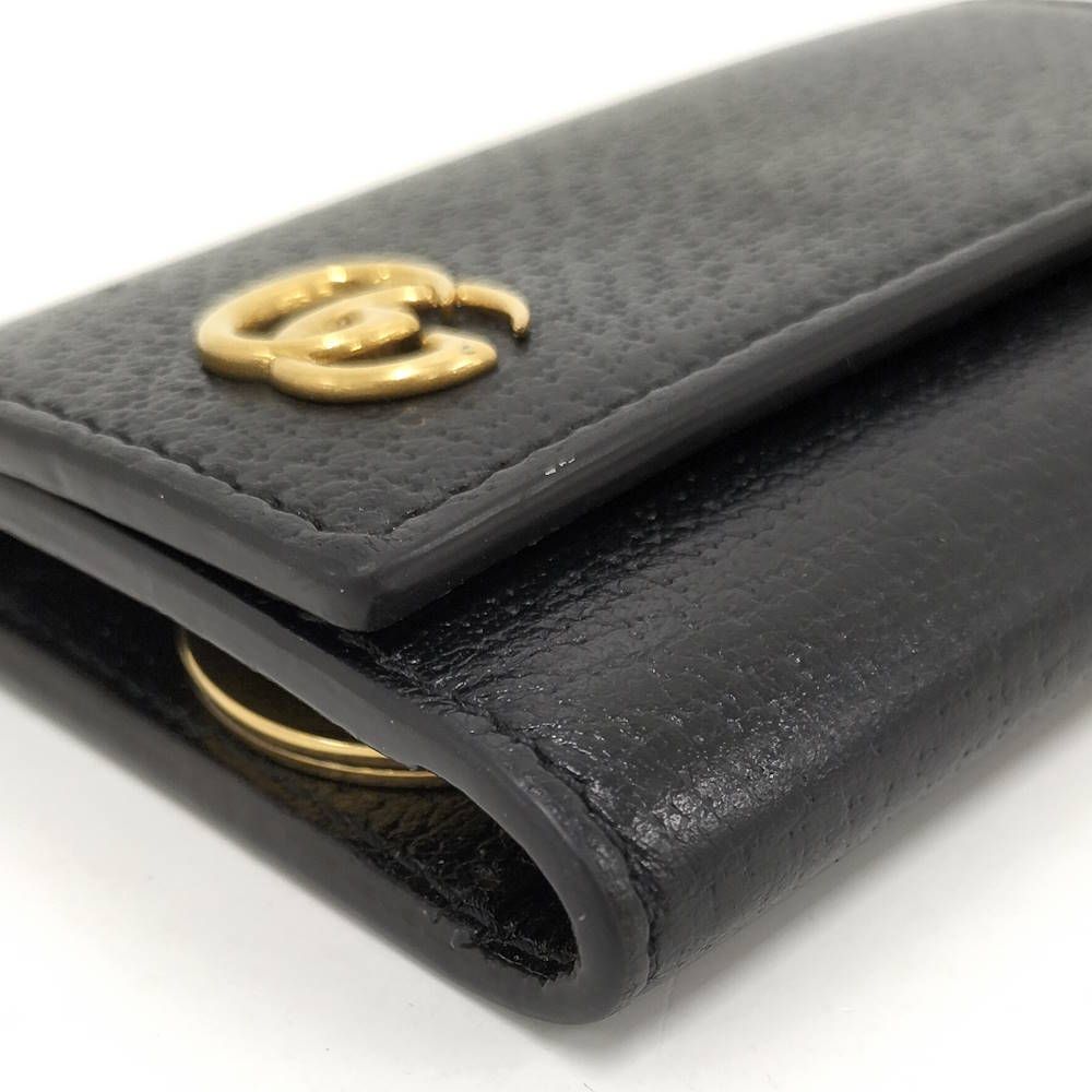 Gucci Marmont 6 Leather Key Case Black Key Holder
