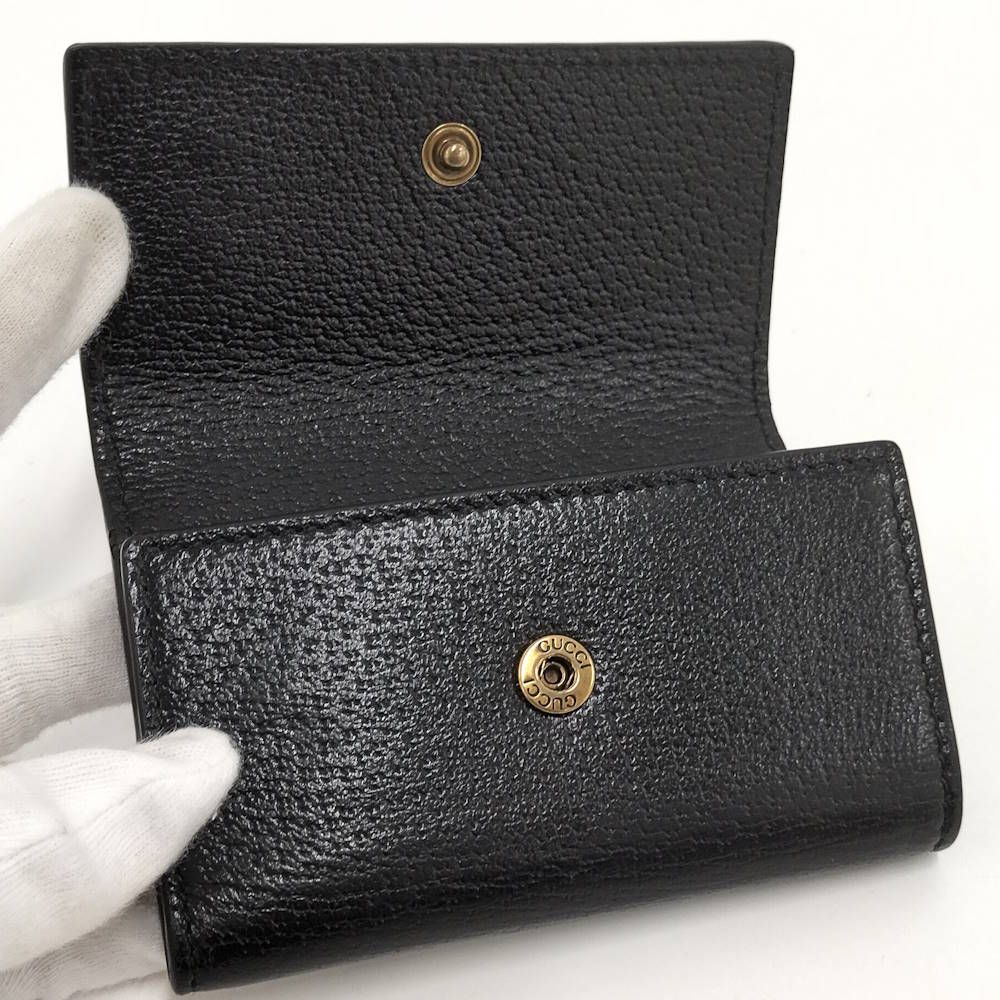 Gucci Marmont 6 Leather Key Case Black Key Holder
