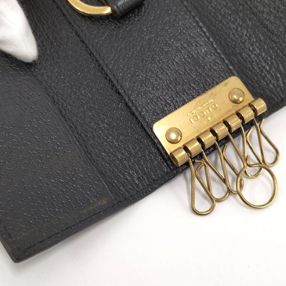 Gucci Marmont 6 Leather Key Case Black Key Holder