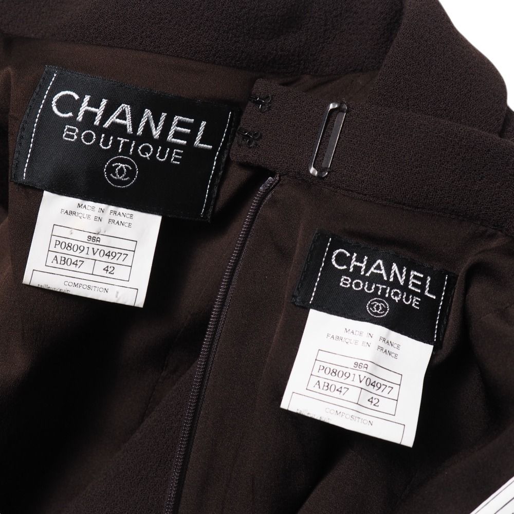 Chanel Vintage Skirt Suit 42 Set Midi CC Logo — view 7