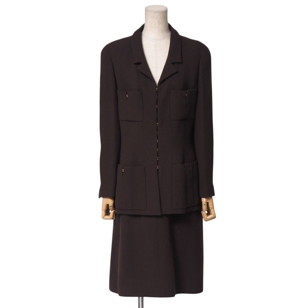 Chanel Vintage Skirt Suit 42 Set Midi CC Logo